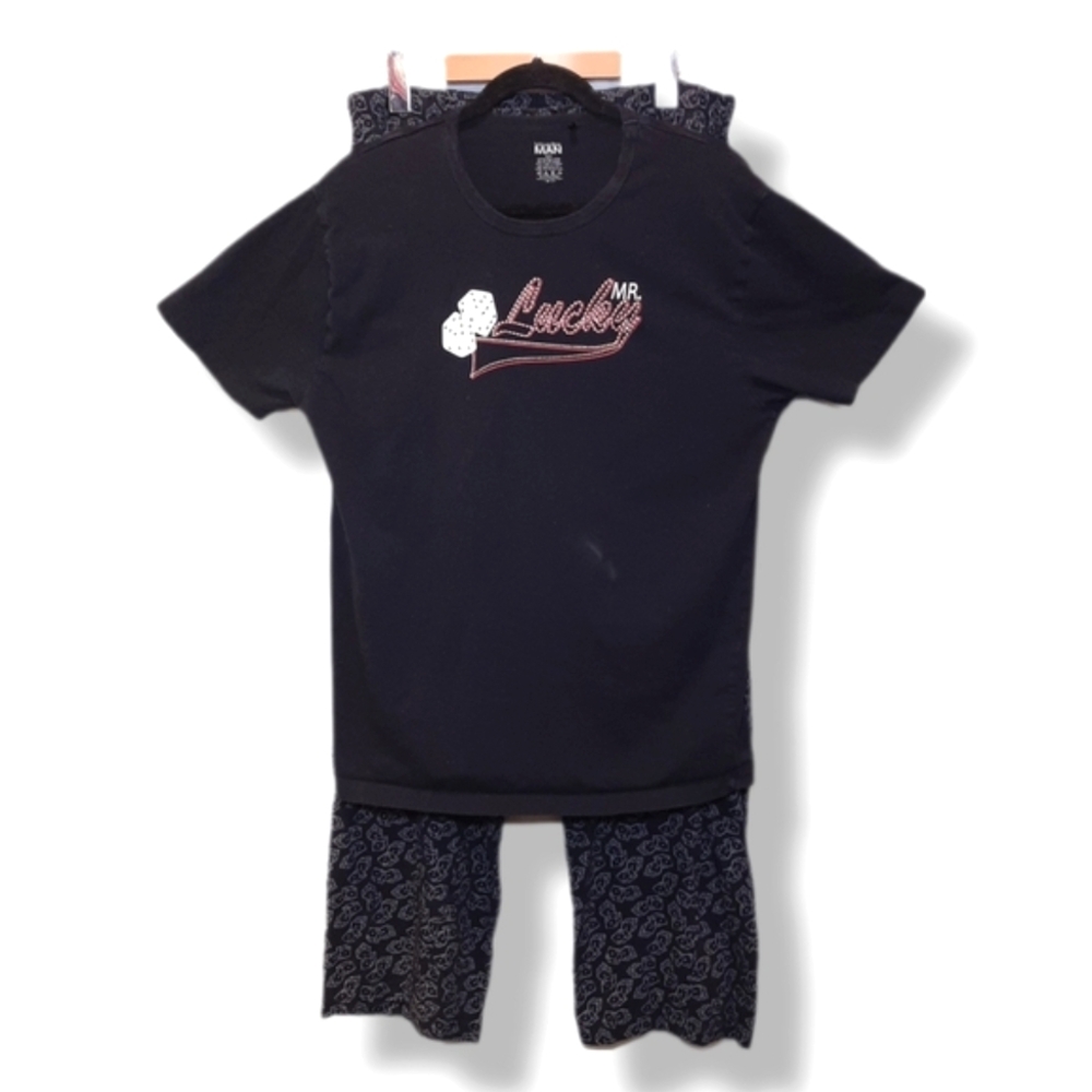 La Vie En Rose 2Pc Pajama Set Mr Lucky Dice Casino Gambling PJs Top Pants
